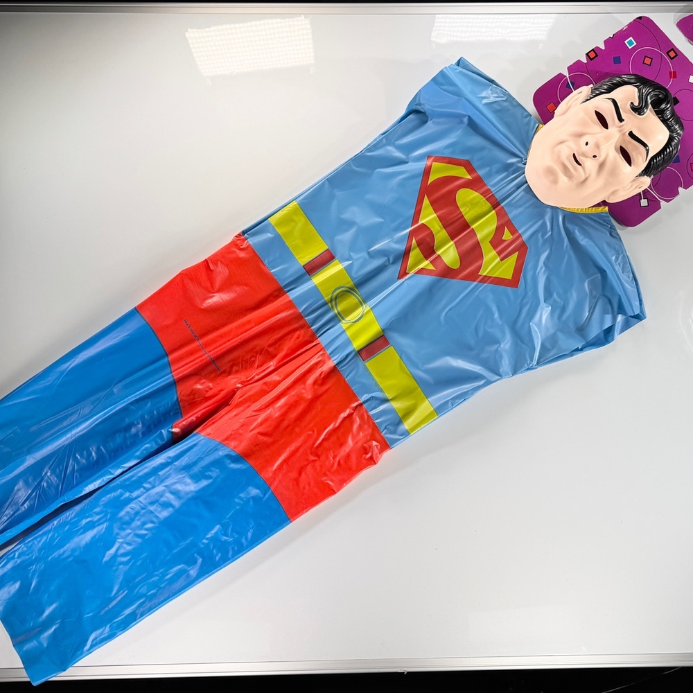 1992 Collegeville Superman Halloween Costume New w/ Hanger Vinyl Child Small SM